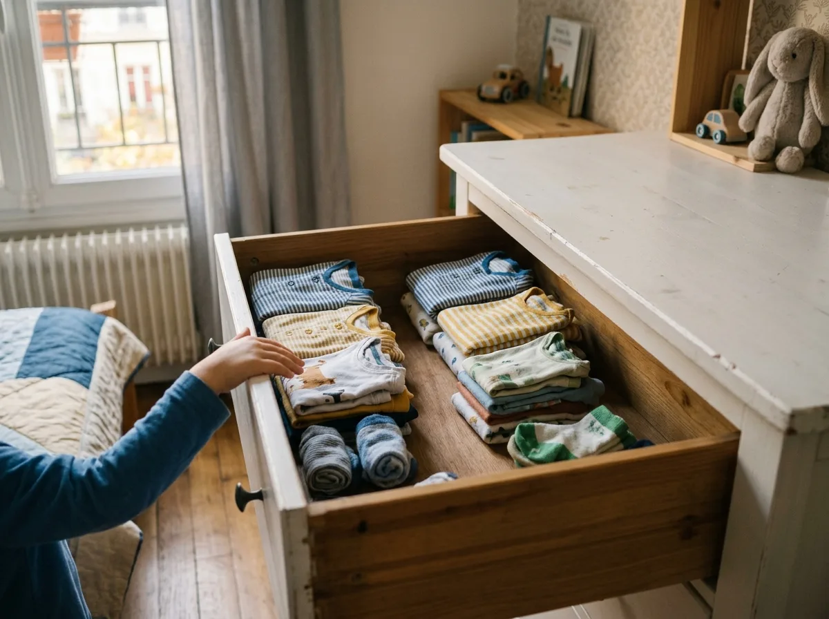 Double trousseau de vêtements enfant préparé pour la garde alternée