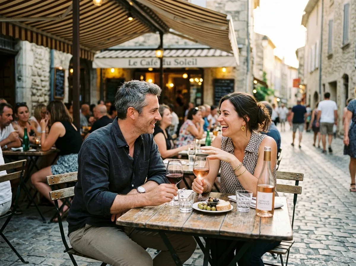 Deux parents solos en conversation complice à une terrasse de café en été